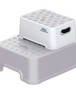 BlueSnail Double up Step Stool for Kids, Anti-Slip Sturdy Toddler Two Step Stool for Bathroom,Kitchen and Toilet Potty Training(Gray) - 1