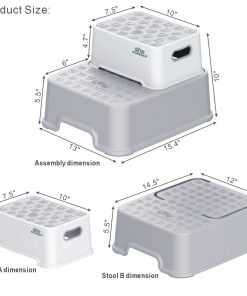 BlueSnail Double up Step Stool for Kids, Anti-Slip Sturdy Toddler Two Step Stool for Bathroom,Kitchen and Toilet Potty Training(Gray) - 4