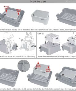 BlueSnail Double up Step Stool for Kids, Anti-Slip Sturdy Toddler Two Step Stool for Bathroom,Kitchen and Toilet Potty Training(Gray) - 5
