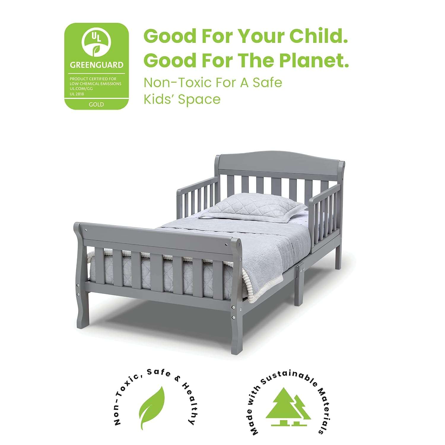 Delta Children Canton Toddler Bed, Greenguard Gold Certified, Grey - 3