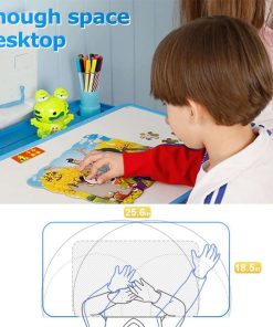 FDW Kids Desk and Chair Set, Height Adjustable Multifunctional Student Study Desk Kids Art Table Children's Chair Set with Storage Drawer 45°Tilted Desktop for Boys&Girls,Blue - 5