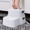 Glamore 2 Step Stool for Toddlers, Anti-Slip Sturdy Toddler Step Stool for Bathroom Sink, Toilet Potty Training, Bathroom, Kitchen (White) - 1