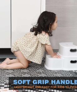 Glamore 2 Step Stool for Toddlers, Anti-Slip Sturdy Toddler Step Stool for Bathroom Sink, Toilet Potty Training, Bathroom, Kitchen (White) - 5