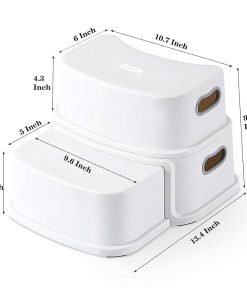 Glamore 2 Step Stool for Toddlers, Anti-Slip Sturdy Toddler Step Stool for Bathroom Sink, Toilet Potty Training, Bathroom, Kitchen (White) - 7