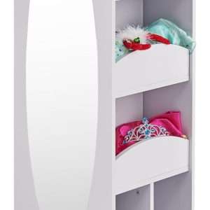 Guidecraft Rotating Dress Up Storage - Gray - Kids' Clothes and Costume Wardrobe with 2 Mirrors, Trays & Hooks for Toddlers - Armoire with Shelves, Bedroom Organizer - 1