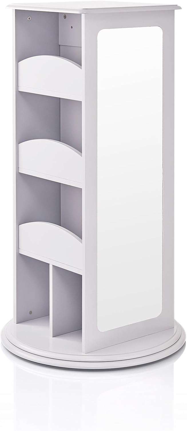 Guidecraft Rotating Dress Up Storage - Gray - Kids' Clothes and Costume Wardrobe with 2 Mirrors, Trays & Hooks for Toddlers - Armoire with Shelves, Bedroom Organizer - 3