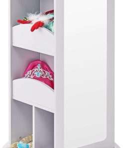 Guidecraft Rotating Dress Up Storage - Gray - Kids' Clothes and Costume Wardrobe with 2 Mirrors, Trays & Hooks for Toddlers - Armoire with Shelves, Bedroom Organizer - 4