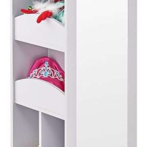 Guidecraft Rotating Dress Up Storage - Gray - Kids' Clothes and Costume Wardrobe with 2 Mirrors, Trays & Hooks for Toddlers - Armoire with Shelves, Bedroom Organizer - 4