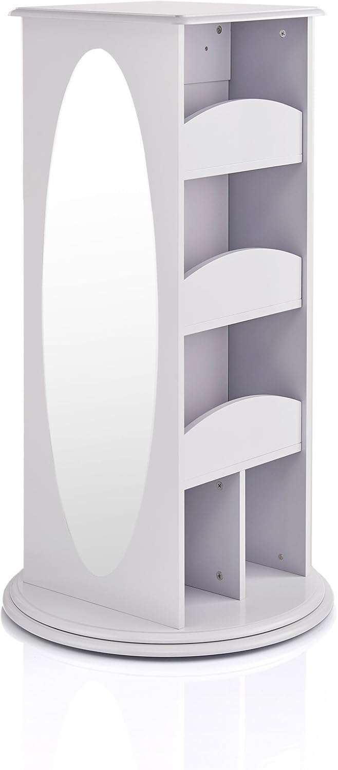 Guidecraft Rotating Dress Up Storage - Gray - Kids' Clothes and Costume Wardrobe with 2 Mirrors, Trays & Hooks for Toddlers - Armoire with Shelves, Bedroom Organizer - 5