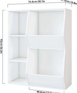 HORSTORS Toy Storage Organizers, Kids Bookcase and Bookshelf, Open Muti-Bins Toy Storage Display Cabinet for Girls & Boys Playroom, Nursery, Classroom, Office, White - 3