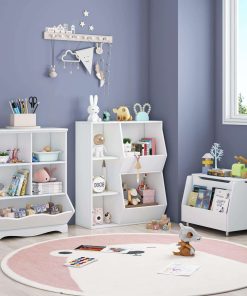 HORSTORS Toy Storage Organizers, Kids Bookcase and Bookshelf, Open Muti-Bins Toy Storage Display Cabinet for Girls & Boys Playroom, Nursery, Classroom, Office, White - 5