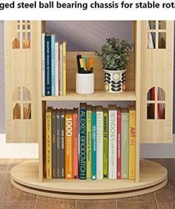 Heehee Rotating Bookshelf 360 Display Floor Standing Bookcase Storage Rack Children's Bookshelf, Wood Book Shelf Organizer Stand for Kids, Storage Book Display Case Bookrack - 6