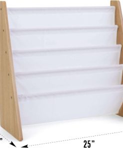 Humble Crew, 4 tier, Natural-White Kids Book Rack Storage Bookshelf with Deep Sleeves, Universal - 3