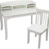 KidKraft Avalon Wooden Children's Desk with Hutch, Chair and Storage, White, Gift for Ages 5-10 - 1