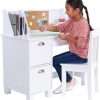 KidKraft Wooden Study Desk for Children with Chair, Bulletin Board and Cabinets, White - 1