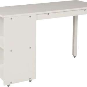 Kids Loft Bed with Rolling Portable Desk,Storage Shelf,Guard Rail,Cabinet of Drawers for Bedroom and Dormitory Twin (White) - 9