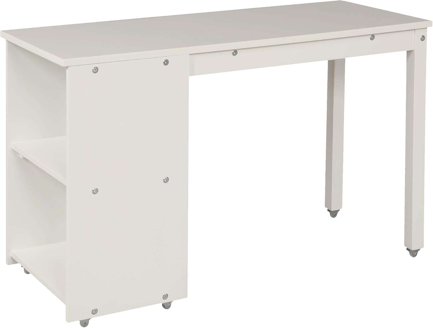 Kids Loft Bed with Rolling Portable Desk,Storage Shelf,Guard Rail,Cabinet of Drawers for Bedroom and Dormitory Twin (White) - 9