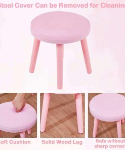 Kids Vanity with Lighted Mirror, Toddler Vanity Makeup Table Set, Brightness Adjustable, for Kids 2-8, Pink - 6