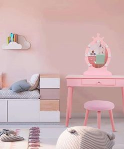 Kids Vanity with Lighted Mirror, Toddler Vanity Makeup Table Set, Brightness Adjustable, for Kids 2-8, Pink - 8