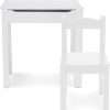 Melissa & Doug Wooden Child's Lift-Top Desk & Chair - White Play Desk and Chair Set for Toddlers and Kids Ages 3+ - 1