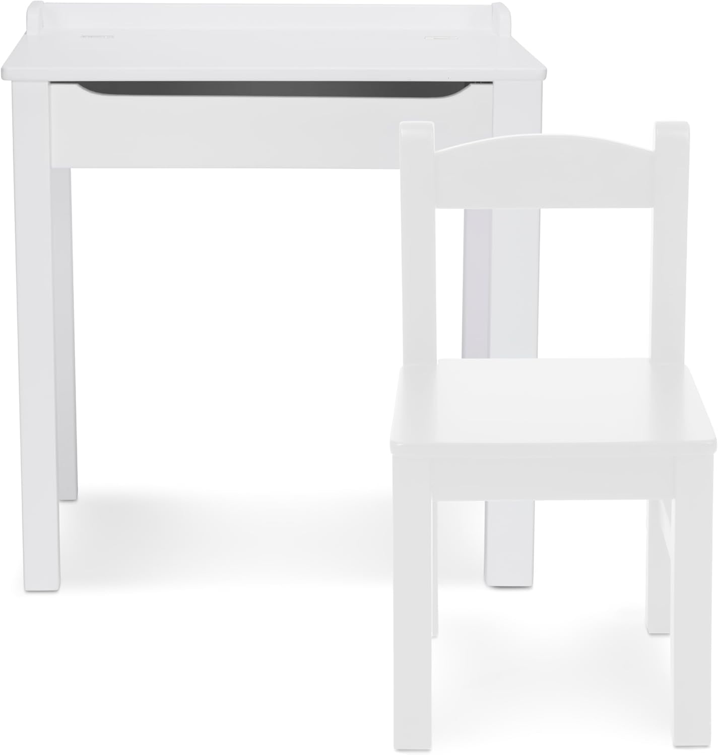 Melissa & Doug Wooden Child's Lift-Top Desk & Chair - White Play Desk and Chair Set for Toddlers and Kids Ages 3+ - 1