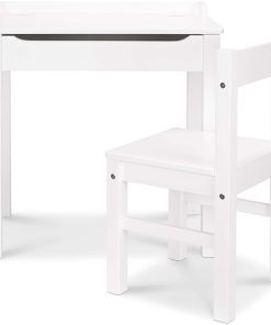 Melissa & Doug Wooden Child's Lift-Top Desk & Chair - White Play Desk and Chair Set for Toddlers and Kids Ages 3+ - 4