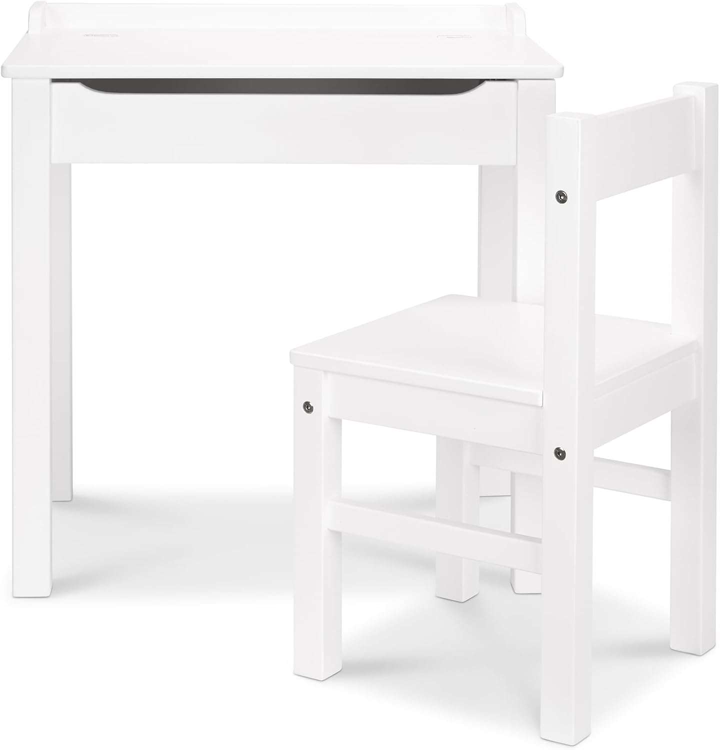 Melissa & Doug Wooden Child's Lift-Top Desk & Chair - White Play Desk and Chair Set for Toddlers and Kids Ages 3+ - 4