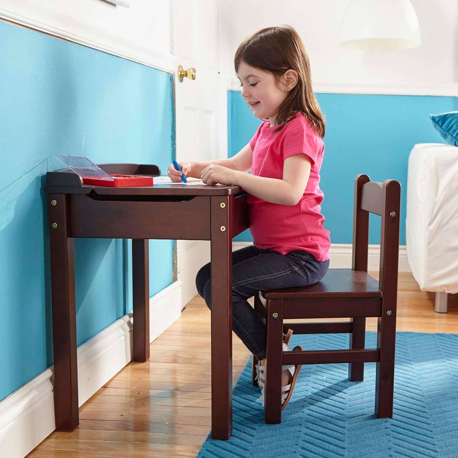 Melissa & Doug Wooden Lift-Top Desk & Chair - Espresso - Children's Furniture, Toddler Desk And Chair Set, Activity Desk For Toddlers And Kids Ages 3+ - 2