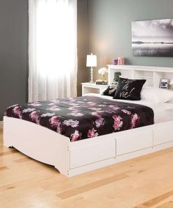Prepac Yaletown Traditional 2-Drawer Tall Nightstand Side Table, Bedside Table with 2 Drawers and Open Shelf 16 D x 23 W x 28 H, White, WDNH-1202-1 - 2