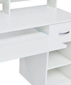 ROCKPOINT Axess White Computer Keyboard Tray and Drawer Small Home Office Bedroom, Homework and School Studying Writing Desk for Student with Storage - 4