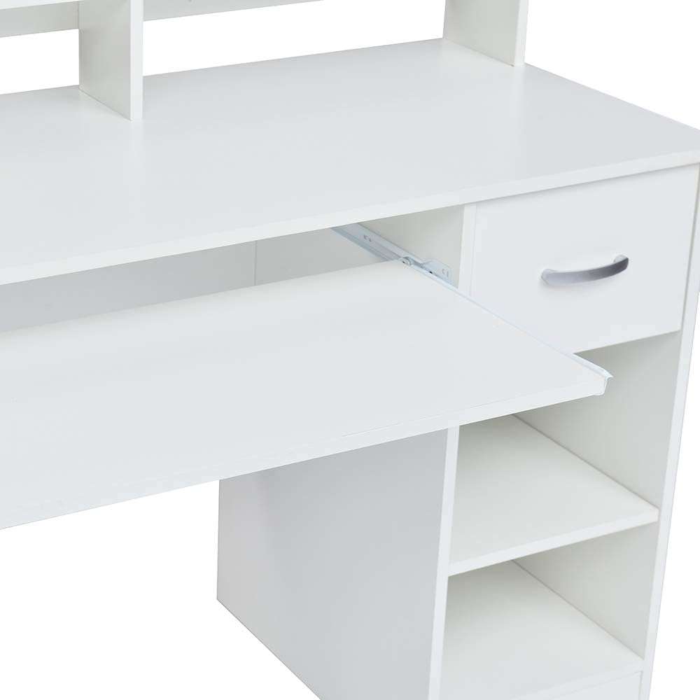 ROCKPOINT Axess White Computer Keyboard Tray and Drawer Small Home Office Bedroom, Homework and School Studying Writing Desk for Student with Storage - 4