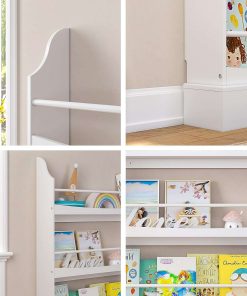 UTEX Kids Bookshelf, 3 Tiers Book Shelf and Storage for Kids Rooms, Kids Bookcase Rack Wall for Bedroom,Study Living Room,White - 4