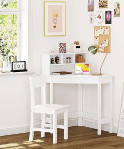 UTEX Kids Desk,Wooden Study Desk with Chair for Children,Writing Desk with Storage and Hutch for Home School Use,White - 3