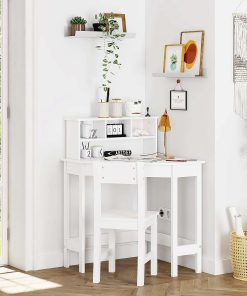 UTEX Kids Desk,Wooden Study Desk with Chair for Children,Writing Desk with Storage and Hutch for Home School Use,White - 6