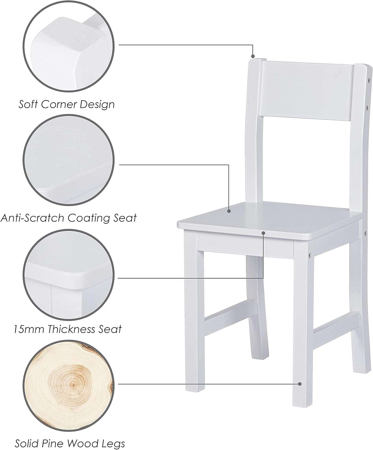 UTEX Kids Study Desk with chair, Wooden Children School Study Table with Hutch and Chair for 3-8 Years Old, Student's Study Computer Workstation & Writing Table for Home School Use - 6