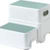 Victostar 2 Step Stool for Kids, Anti-Slip Sturdy Toddler Two Step Stool for Toilet Potty Training, Bathroom,Kitchen (Green-White) - 1