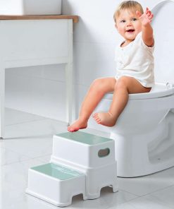 Victostar 2 Step Stool for Kids, Anti-Slip Sturdy Toddler Two Step Stool for Toilet Potty Training, Bathroom,Kitchen (Green-White) - 3