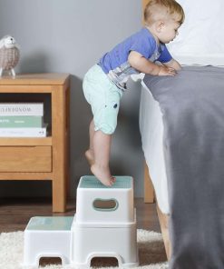 Victostar 2 Step Stool for Kids, Anti-Slip Sturdy Toddler Two Step Stool for Toilet Potty Training, Bathroom,Kitchen (Green-White) - 4