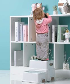 Victostar 2 Step Stool for Kids, Anti-Slip Sturdy Toddler Two Step Stool for Toilet Potty Training, Bathroom,Kitchen (Green-White) - 5