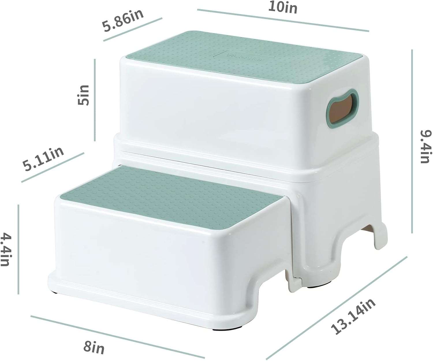 Victostar 2 Step Stool for Kids, Anti-Slip Sturdy Toddler Two Step Stool for Toilet Potty Training, Bathroom,Kitchen (Green-White) - 7