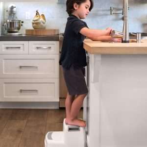 iLove 2 Step Stool for Kids and Toddlers, Bathroom and Toilet Stool for Potty Training, Slip-Resistant Soft Grips, Kitchen Stool with Handles, Dual Height - Gray (2 Pack) - 6