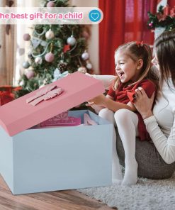 JOYMOR Kids Vanity Set, Wooden Princess Makeup Table with Stool, Tri-Folding Mirror, Large Drawer, Solid Wooden Legs Pretend Beauty Make Up Dressing Play Set for Girls Best Gift (Pink) - 6