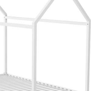 Little Seeds Skyler Montessori-Style House Floor Bed Frame for Kids and Toddlers, Metal Canopy Frame, No Box Spring Required, Twin, Off White - 7