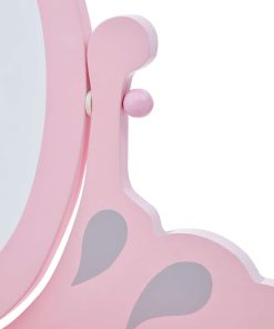 Teamson Kids Princess Rapunzel Wooden 2-pc. Play Vanity Set with Three Storage Drawers, Rotating Oval Mirror and Matching Stool to Play Dress-Up, Princess or Beauty Salon, Pink and Gray - 8