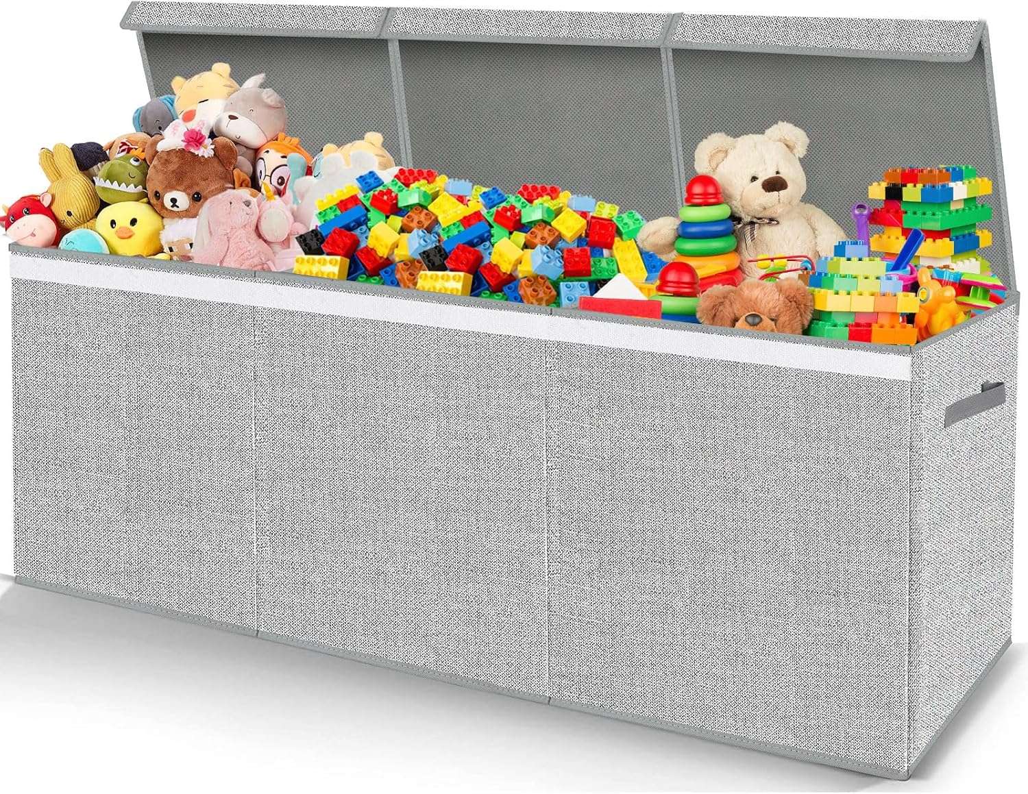 Extra Large Toy Box for Girls Boys - Collapsible Kids Toy Chest Boxes Organizers and Storage for Livingroom,Playroom,Closet 35.8 x12.6 x16 (Grey) - 1
