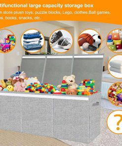 Extra Large Toy Box for Girls Boys - Collapsible Kids Toy Chest Boxes Organizers and Storage for Livingroom,Playroom,Closet 35.8 x12.6 x16 (Grey) - 3