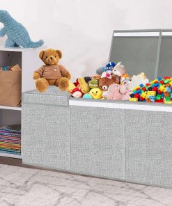 Extra Large Toy Box for Girls Boys - Collapsible Kids Toy Chest Boxes Organizers and Storage for Livingroom,Playroom,Closet 35.8 x12.6 x16 (Grey) - 4