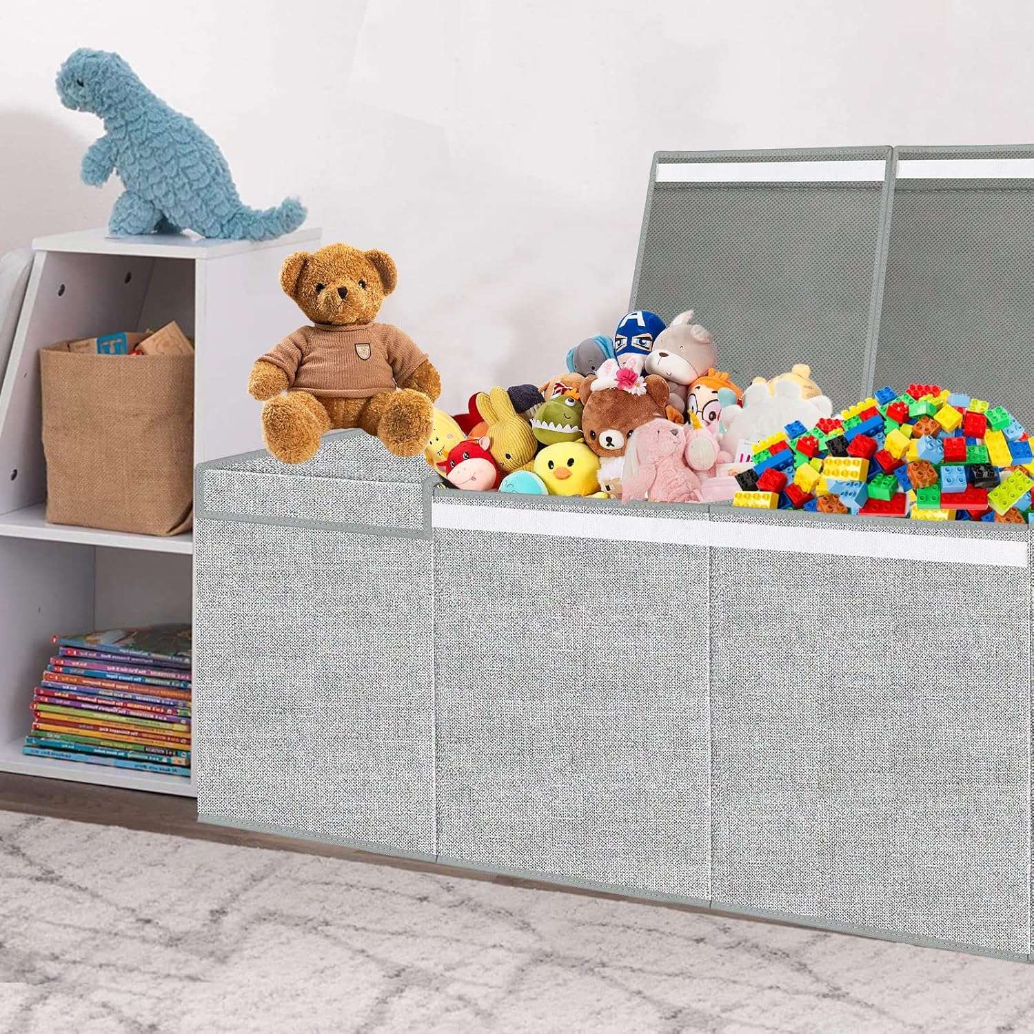 Extra Large Toy Box for Girls Boys - Collapsible Kids Toy Chest Boxes Organizers and Storage for Livingroom,Playroom,Closet 35.8 x12.6 x16 (Grey) - 4