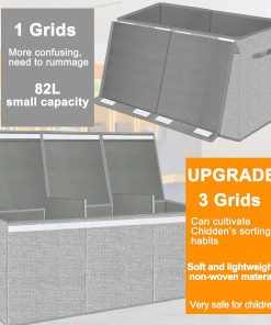 Extra Large Toy Box for Girls Boys - Collapsible Kids Toy Chest Boxes Organizers and Storage for Livingroom,Playroom,Closet 35.8 x12.6 x16 (Grey) - 6