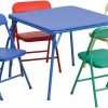 Flash Furniture Mindy Kids 5-Piece set Folding Square Table and Chairs Set for Daycare and Classrooms, Children's Activity Table and Chairs Set, Multicolor - 1